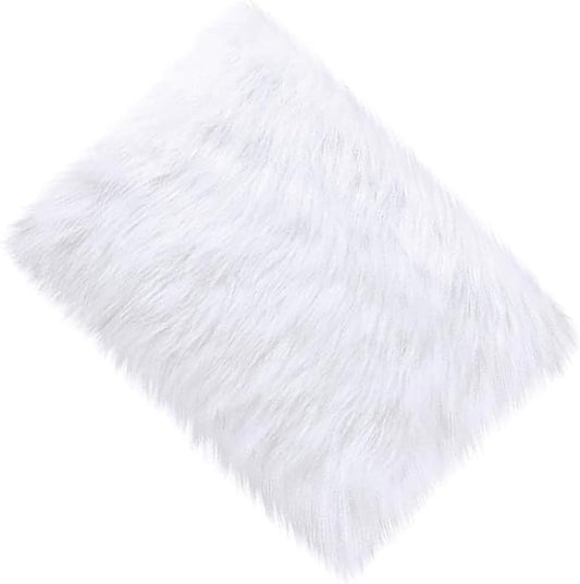 14x10 inches 1pcs Rectangle Faux Fur Plush Cushion, Area Rugs Fluffy Carpet Mini Small Size Fit,for Tabletop Photography,Home Decor,Product Display,Locker Accessories for Girls (White)