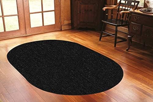 Ambiant Broadway Collection Pet Friendly Indoor Outdoor Area Rugs Black - 3' x 5' Oval, Stain & Fade Resistant, Easy Care, Pet & Kids Friendly, Made in USA, Perfect for Weddings & Everyday Use!