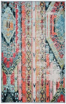 2x3 Modern Abstract Area Rug - Non-Slip Machine Washable Low-Pile Carpet for Living Room, Bedroom, Entryway | Geometric Door Mat, Indoor Decor Small Spaces Kitchen