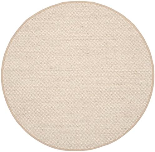 SAFAVIEH Natural Fiber Collection Area Rug - 6' Round, Marble & Linen, Border Sisal Design, Easy Care, Ideal for High Traffic Areas in Living Room, Bedroom (NF143B)
