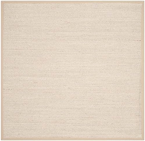 SAFAVIEH Natural Fiber Collection Area Rug - 6' Round, Marble & Linen, Border Sisal Design, Easy Care, Ideal for High Traffic Areas in Living Room, Bedroom (NF143B)