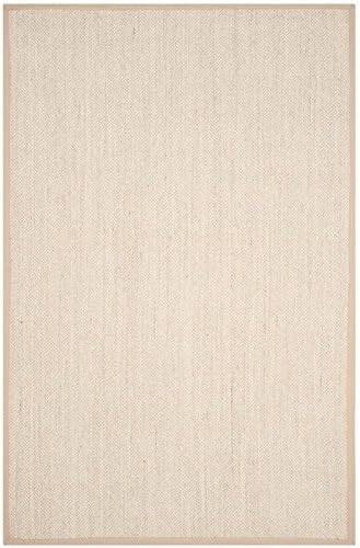 SAFAVIEH Natural Fiber Collection Area Rug - 9' x 12', Marble & Linen, Border Sisal Design, Easy Care, Ideal for High Traffic Areas in Living Room, Bedroom (NF143B)