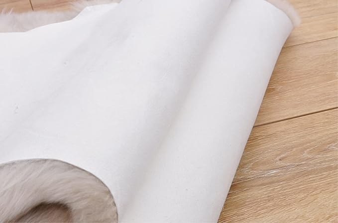 HUAHOO Premium Genuine Sheepskin Rug Linen Real Australia Sheepskin Natural Luxury Fluffy Lambskin Fur Area Rug Seat Covers for Kids Bedroom Sofa Chair Cover Pets Dogs Mat Quarto Pelt/4' x 6' Linen