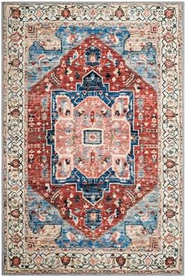 2x3 Area Rug - Non-Slip Machine Washable Low-Pile Soft Boho Oriental Carpet for Entryway, Living Room, Bedroom, Kitchen | Door Mat, Small Space Decor & Indoor Use