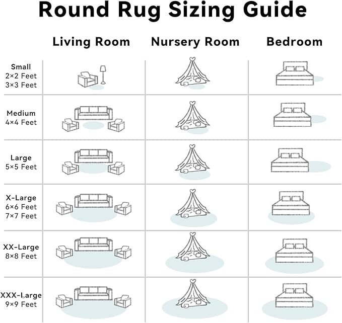 OLANLY White Round Rugs for Bedroom - Machine Washable, 2x2 Feet Circle Area Rugs for Living Room, Soft and Fluffy Shaggy Carpet for Teen Girls and Boys, Nursery Rooms, Dorms, Home Decor Aesthetic