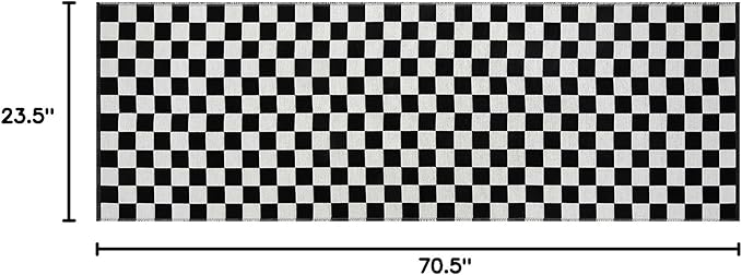 Seavish Checkered Rug 2x6 Ft Black and White Hallway Runner Rug Washable Indoor Outdoor Entryway Runner Rug Checkerboard Rug Reversible Area Rugs for Bedroom Bathroom Laundry Room Kitchen