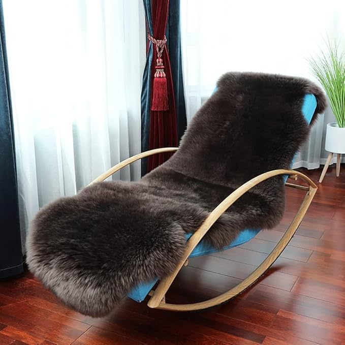 HUAHOO Premium Genuine Sheepskin Rug Real Australia Sheepskin Natural Lambskin Fur Area Rug Seat Covers for Kids Bedroom Sofa Chair Cover Pets Dogs Mat Double Pelt/2' x 3' Mushroom