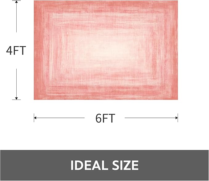 4x6 Pink Area Rugs for Living Room, Machine Washable Non Slip Area Rug Girls Nursery Rug Modern Abstract Indoor Rug Carpet Ultra Soft Rugs for Bedroom Dining Room Playroom Bedside Office