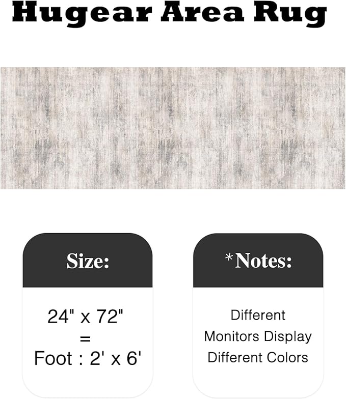 2x6 Hallway Area Rug Runner Rug Machine Washable Grey Abstract Low Pile Carpet for Bedroom Office Room Kitchen Laundry Room Non Slip