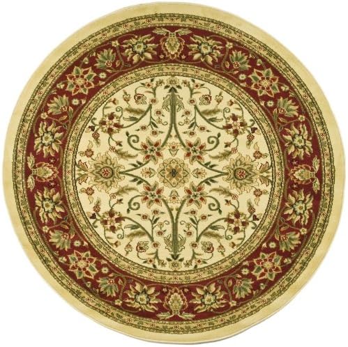 SAFAVIEH Lyndhurst Collection 8' Round Ivory/Rust LNH212R Traditional Oriental Non-Shedding Living Room Bedroom Area Rug