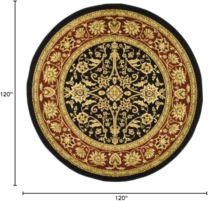 SAFAVIEH Lyndhurst Collection 10' Round Black/Red LNH212G Traditional Oriental Non-Shedding Living Room Bedroom Area Rug