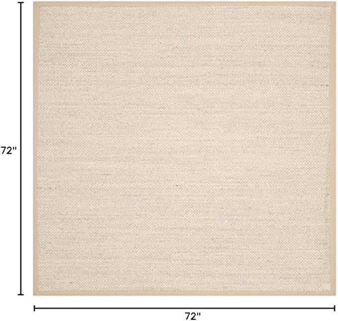SAFAVIEH Natural Fiber Collection Area Rug - 6' Round, Marble & Linen, Border Sisal Design, Easy Care, Ideal for High Traffic Areas in Living Room, Bedroom (NF143B)