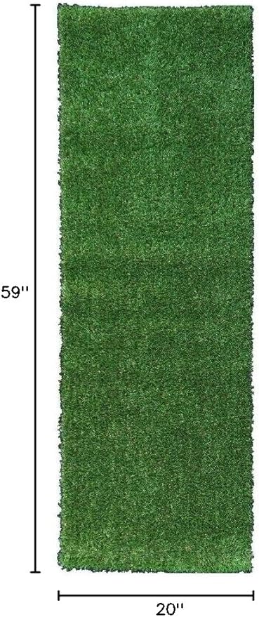 Sweethome Meadowland Collection Indoor and Outdoor Artificial Green Lawn Grass Turf Area Rug 20" X 59" Green Artificial Grass/Pet mat with Rubber Backed