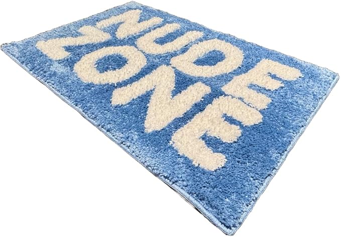 17x24 Blue Bath Rug - Non Slip Bath Mat - Absorbent Quick Dry - Toilet Mat
