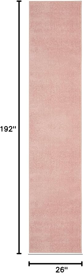 Nourison Essentials Solid Indoor/Outdoor Pink 2'2" x 16 Area Rug, Easy Cleaning, Non Shedding, Bed Room, Living Room, Dining Room, Deck, Patio, Backyard (2x16)