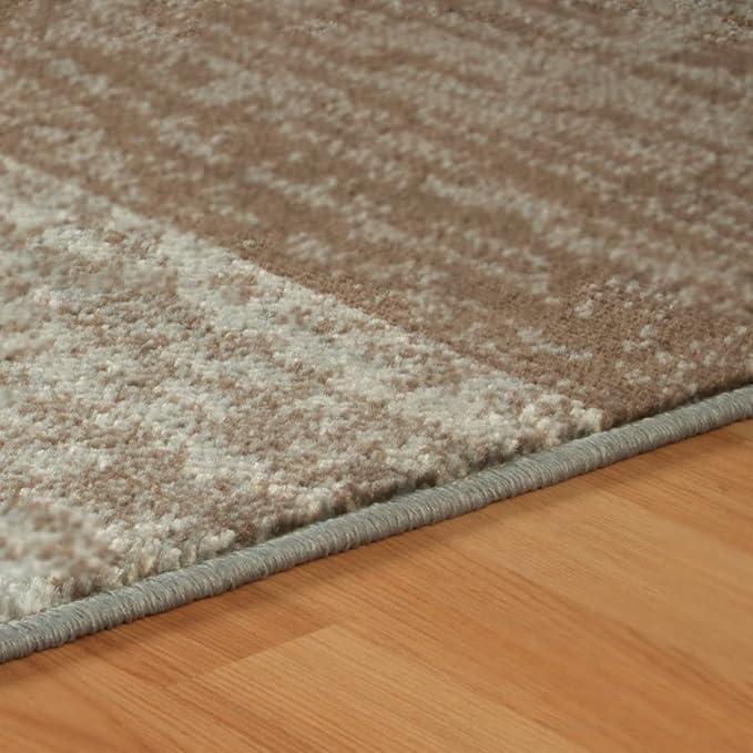 Superior Indoor Runner Rug, Jute Backed, Modern Geometric Patchwork Floor Decor for Bedroom, Office, Living Room, Entryway, Hardwood Floors, Rockwood Collection, 2' 7" x 10', Light Blue-Ivory