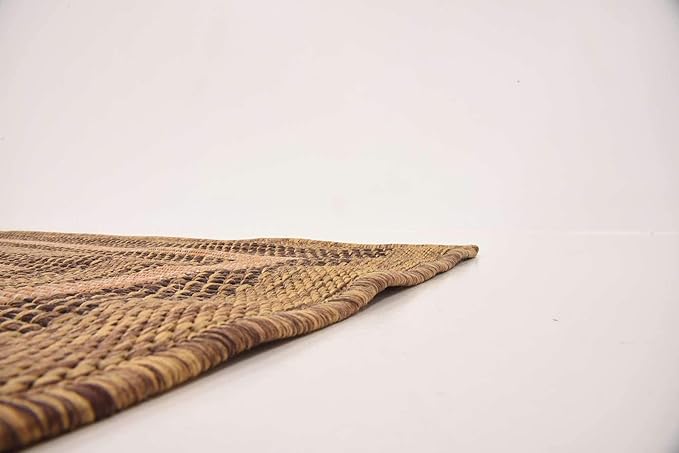 Unique Loom Outdoor Border Collection Area Rug - Multi Border (7' x 10' Rectangle, Light Brown/ Brown)