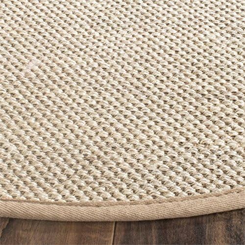 SAFAVIEH Natural Fiber Collection Area Rug - 6' Round, Marble & Linen, Border Sisal Design, Easy Care, Ideal for High Traffic Areas in Living Room, Bedroom (NF143B)