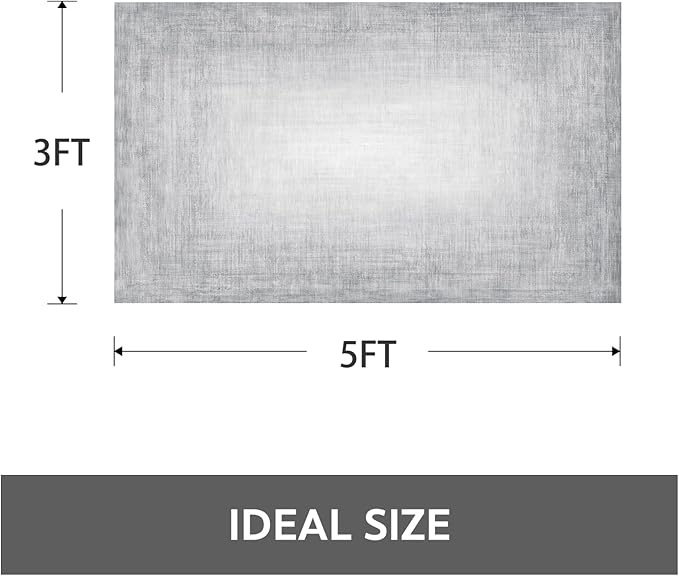 3x5 Area Rug Machine Washable Non Slip Rug Modern Abstract Rug Ultra Soft Indoor Rugs for Bedroom Living Room Entryway Kitchen Foyer Bedside, Grey