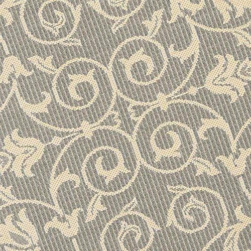 SAFAVIEH Courtyard Collection Area Rug - 5'3" Round, Grey & Natural, Scroll Design, Non-Shedding & Easy Care, Indoor/Outdoor & Washable-Ideal for Patio, Backyard, Mudroom (CY2098-3606)
