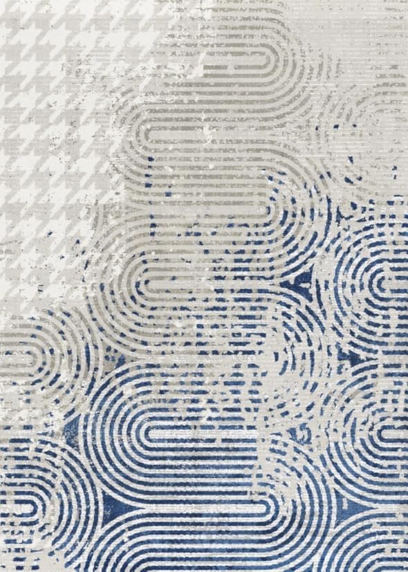 Bavni Area Rug 3X5, Washable Rug for Kitchen Dining Room, Non Slip Rugs for Bedroom, Aesthetic Modern Abstract Rugs for Living Room, Durable Non Shedding Rug (Blue White)