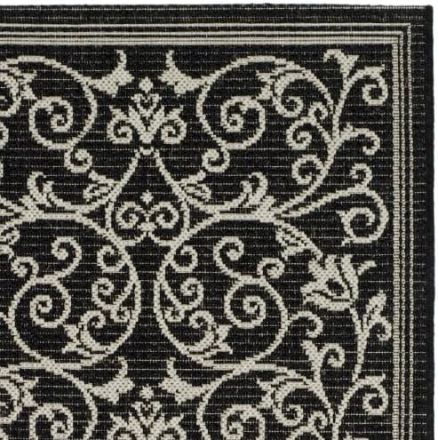 SAFAVIEH Courtyard Collection Accent Rug - 2'7" x 5', Black & Sand, Indoor/Outdoor & Washable, Ideal for High Traffic Areas in Patio, Backyard, Mudroom, Entryway, Doormat (CY2098-3908-3)