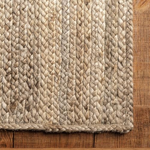 GRUHUM Jute Area Rug 8x10 Feet Rectangle Natural Fiber Boho Braided Handwoven Soft Farmhouse Rustic Vintage EcoFriendly Carpet Large Home Décor Rugs-Living Room Hallways Bedroom Enterways 8'x10'ft