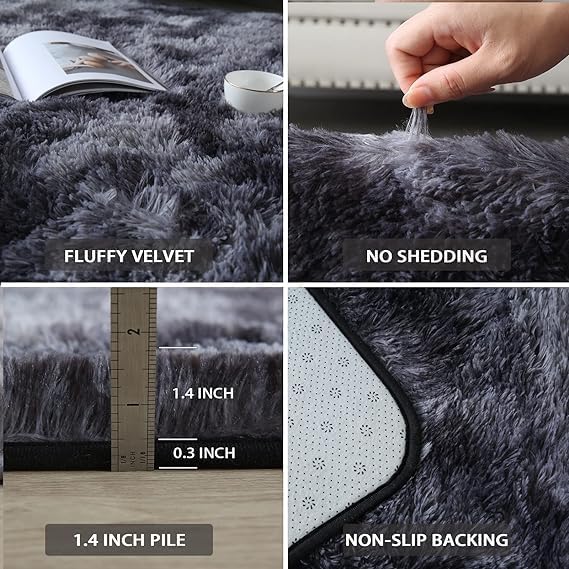 CAIYUECS Shag Area Rug 3x5 foe Bedroom, Ultra Soft Plush Rugs for Bedroom Living Room, Non-Skid Modern Nursery Faux Fur Rugs for Kids Room
