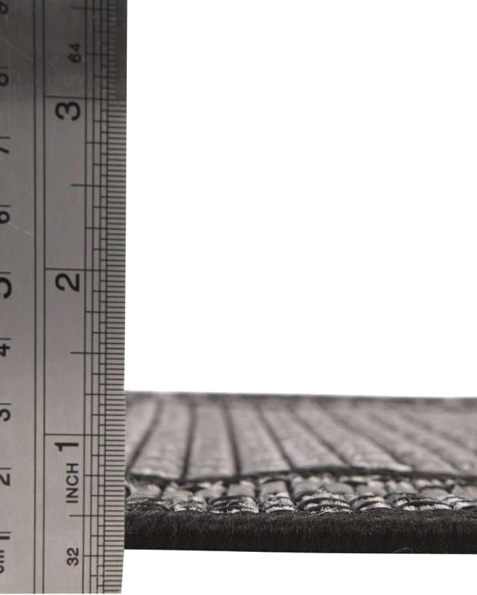 Unique Loom Outdoor Border Collection Area Rug - Multi Border (2' x 8' Runner Gray/Black)
