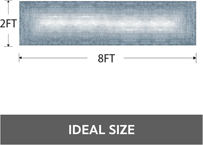 2x8 Runner Rug Machine Washable Non Slip Area Rug Modern Abstract Rug Ultra Soft Floor Runners for Hallways for Entryway Laundry Room Kitchen, Blue