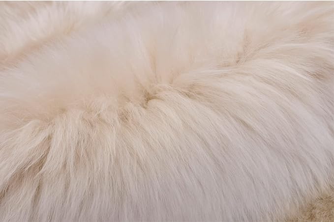 HUAHOO Premium Genuine Sheepskin Rug Linen Real Australia Sheepskin Natural Luxury Fluffy Lambskin Fur Area Rug Seat Covers for Kids Bedroom Sofa Chair Cover Pets Dogs Mat Double Pelt/2' x 6' Linen
