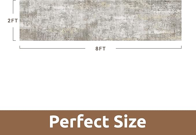 AMOAMI 2 x 8 Hallway Runner Rug Non Slip Super Soft Long Runner Rugs Machine Washable Low Pile Modern Abstract Runners for Hallways for Bedroom Laundry Room Kitchen, Beige