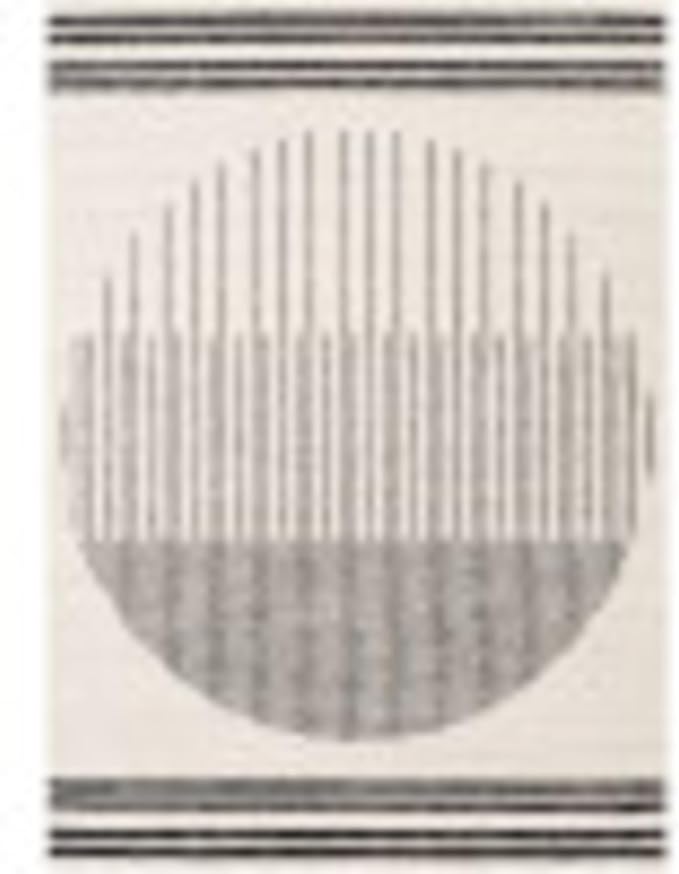 Livabliss Penrod Modern Geometric Area Rug,5'3" Square,Black/Ivory