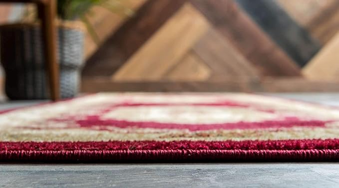 Unique Loom Versailles Collection Traditional Classic Floral Motif Area Rug (2' 2 x 6' 0 Runner, Burgundy/ Ivory)