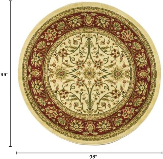SAFAVIEH Lyndhurst Collection 8' Round Ivory/Rust LNH212R Traditional Oriental Non-Shedding Living Room Bedroom Area Rug