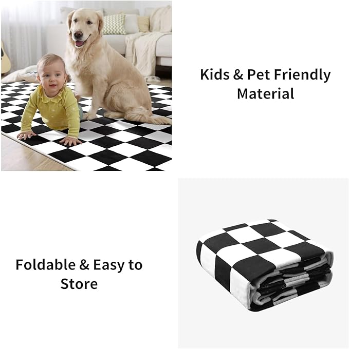Terrug Black and White Small Checkered Rug for Bedroom, 2x3 Soft Washable Rug with Non Slip Backing, Low Pile Throw Carpet for Entryway Hallway Kitchen Laundry Room