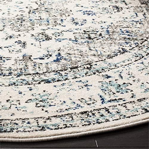 SAFAVIEH Evoke Collection 4' Round Ivory/Grey EVK220D Shabby Chic Oriental Medallion Non-Shedding Dining Room Entryway Foyer Living Room Bedroom Area Rug