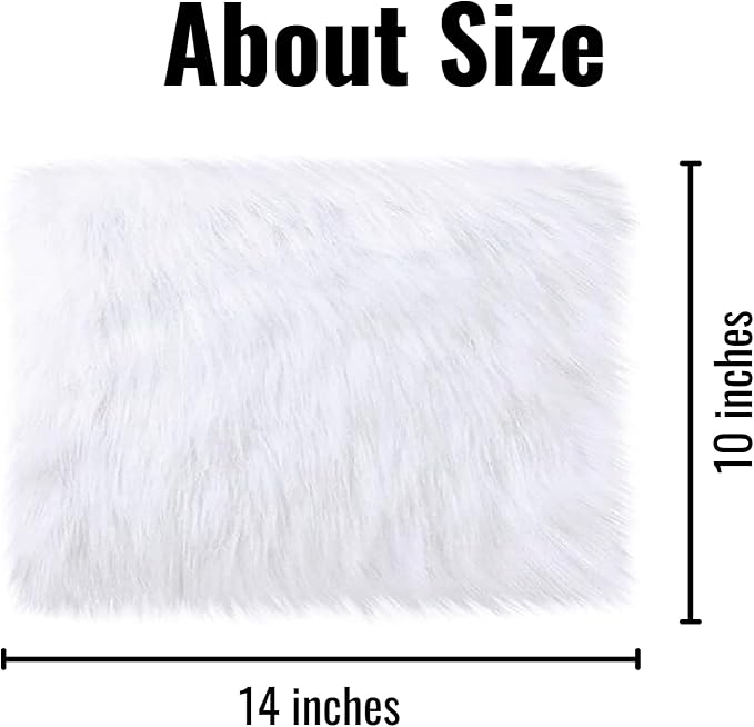 14x10 inches 1pcs Rectangle Faux Fur Plush Cushion, Area Rugs Fluffy Carpet Mini Small Size Fit,for Tabletop Photography,Home Decor,Product Display,Locker Accessories for Girls (White)