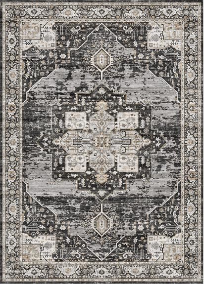 Living Room 12x12 Area Rug - Large Washable Area Rugs with Non Slip Backing Stain Resistant Carpet Indoor Soft Carpets Distressed Decoration Mat for Bedroom Dining Room 12x12 Black