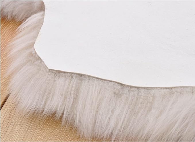 HUAHOO Premium Genuine Sheepskin Rug Linen Real Australia Sheepskin Natural Luxury Fluffy Lambskin Fur Area Rug Seat Covers for Kids Bedroom Sofa Chair Cover Pets Dogs Mat Double Pelt/2' x 6' Linen
