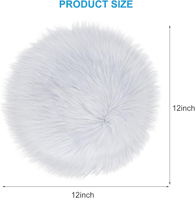 Molain Faux Fur Chair Pad 12 inch Round Cover Seat Cushion Pad Carpet Mat Soft Fluffy Area Rug for Seat Pad Couch Pad,Photographing Background of Jewelry(White)