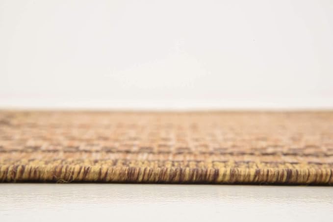 Unique Loom Outdoor Border Collection Area Rug - Multi Border (2' 2" x 3' Rectangle, Light Brown/ Brown)