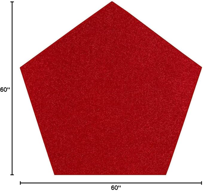 Solid Color Area Rugs Red - 5' Pentagon, Indoor, Stain & Fade Resistant, Perfect for Living Room, Bedroom, Dining Room, Entryway, Doorway, Pet & Kids Friendly Rug, Wedding, Made in USA