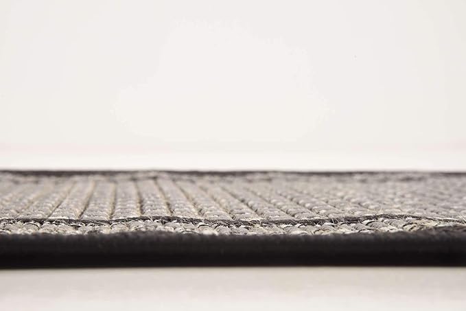 Unique Loom Outdoor Border Collection Area Rug - Multi Border (2' 2" x 6' 1" Runner, Gray/ Black)