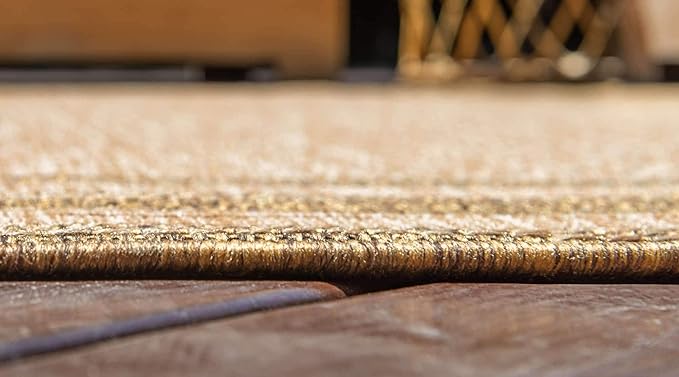 Unique Loom Outdoor Border Collection Area Rug - Multi Border (3' 3" x 5' Rectangle, Tan/ Light Brown)