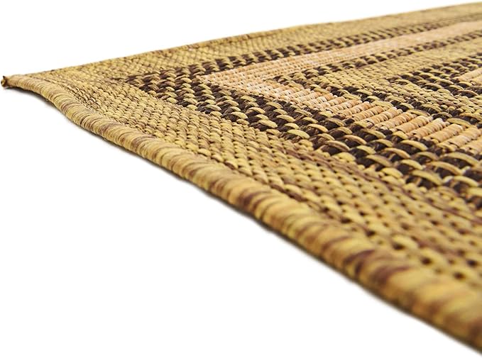 Unique Loom Outdoor Border Collection Area Rug - Multi Border (4' 1" x 6' 1" Rectangle, Light Brown/ Brown)