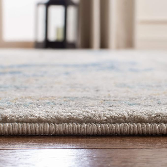 SAFAVIEH Evoke Collection X-Large Area Rug - 11' x 15', Ivory & Blue, Shabby Chic Oriental Medallion Design, Non-Shedding & Easy Care, Ideal for High Traffic Areas in Living Room, Bedroom (EVK220C)