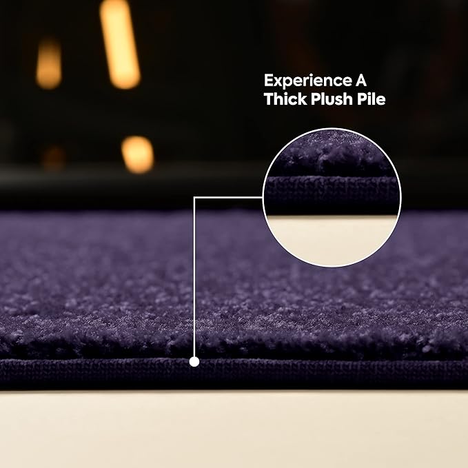 Furnish my Place Modern Plush Solid Color Rug - Purple, 7' x 20', Pet and Kids Friendly Rug. Made in USA, Rectangle, Area Rugs Great for Kids, Pets, Event, Wedding, Living Room