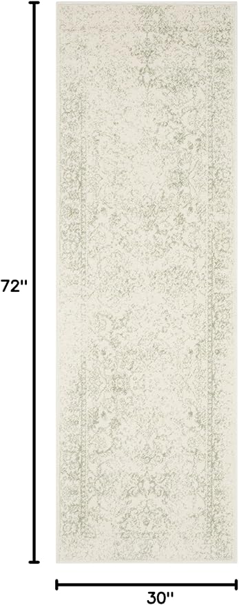 SAFAVIEH Adirondack Collection Runner Rug - 2'6" x 6', Ivory & Sage, Oriental Distressed Design, Non-Shedding & Easy Care, Ideal for High Traffic Areas in Living Room, Bedroom (ADR109V)