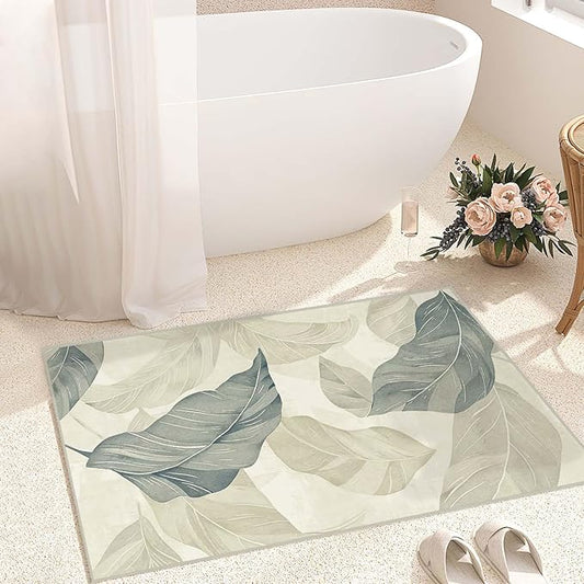 2x3 Entryway Rug Vintage Botanical Leaf Beige Area Rug Thin Small Carpet Bathroom Non Slip Indoor Entrance Low Pile Door Mat Kitchen Stain Resistant Washable Machine